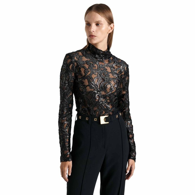 Cue Tapestry Lurex Long Sleeve Top image number 0